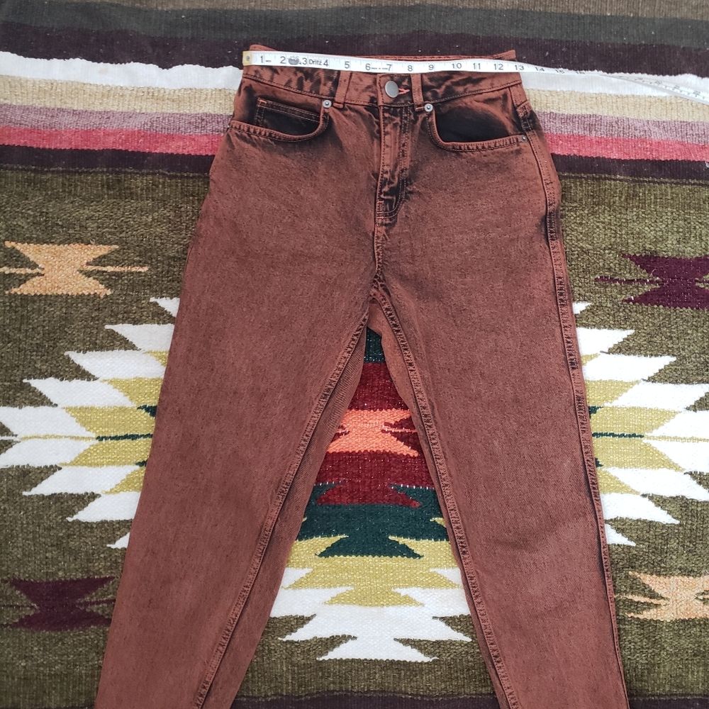 Asos Petite mom jeans in orange acid wash